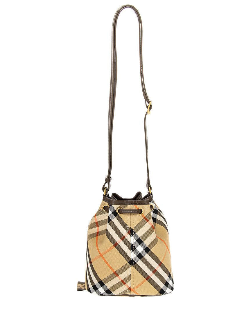 check mini leather bucket bag