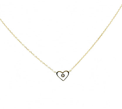 women's enameled heart necklace in white/diamond