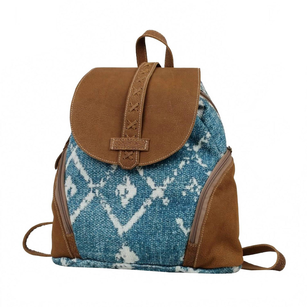 women's sand and beach backpack in blue white multi