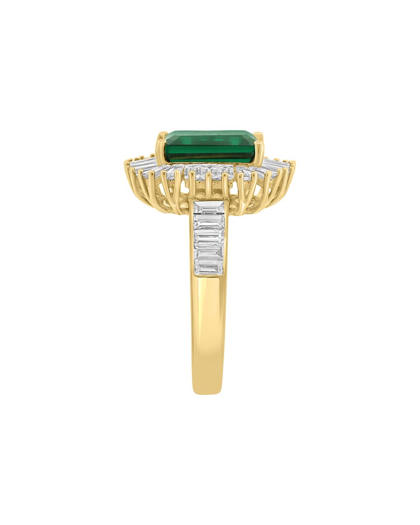 14k 4.17 ct. tw. lab-grown diamond & lab-grown emerald ring