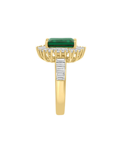 14k 4.17 ct. tw. lab-grown diamond & lab-grown emerald ring
