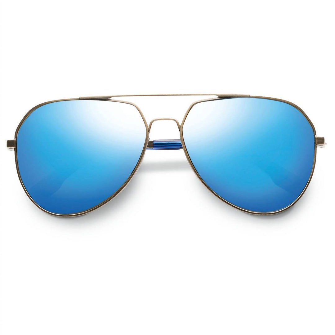 men's blake antique brass sunglasses in matte midway blue / flash pacific blue