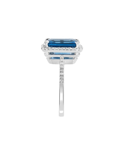 14k 6.84 ct. tw. diamond & london blue topaz ring