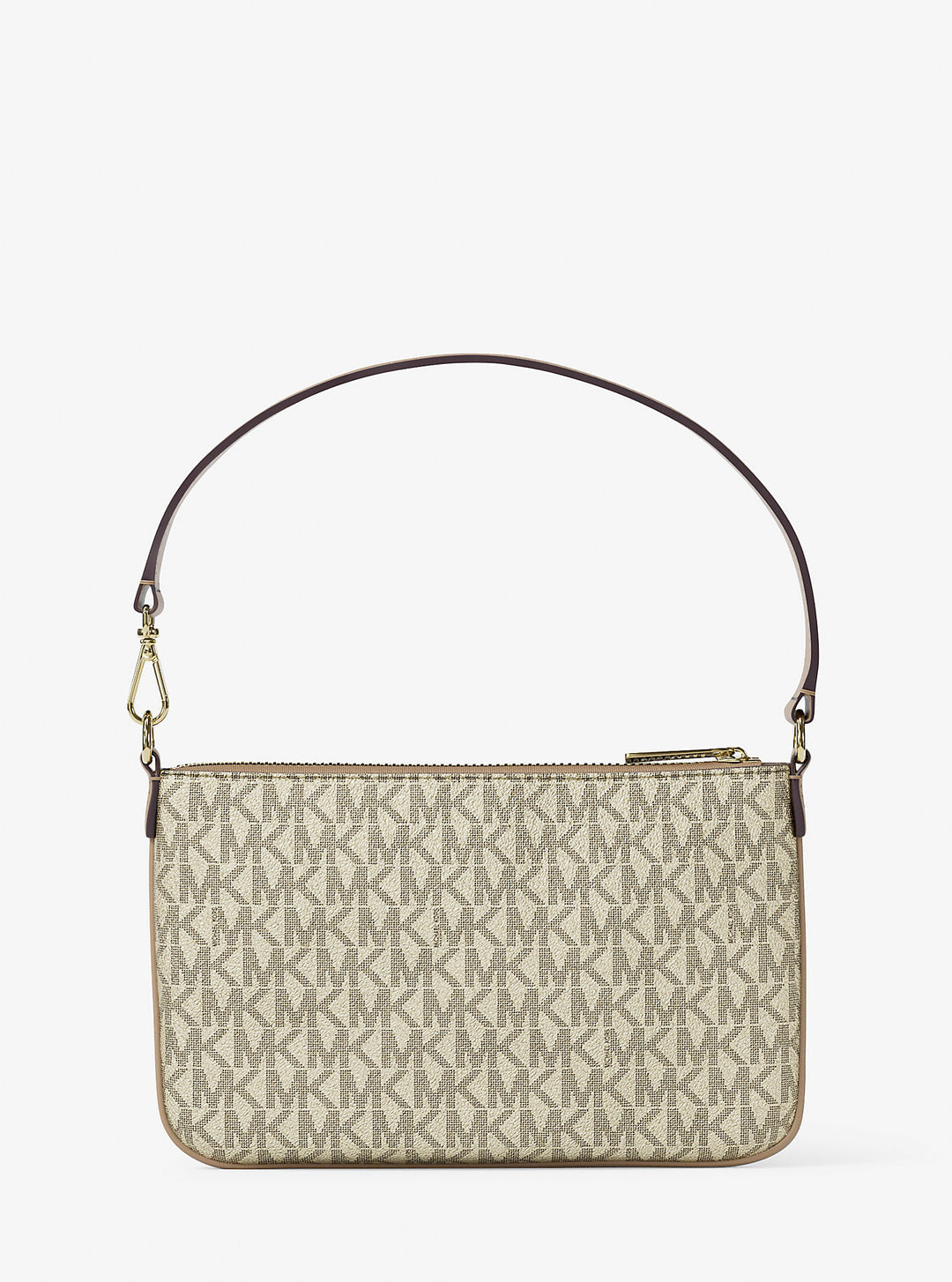 jet set small metallic signature logo wristlet