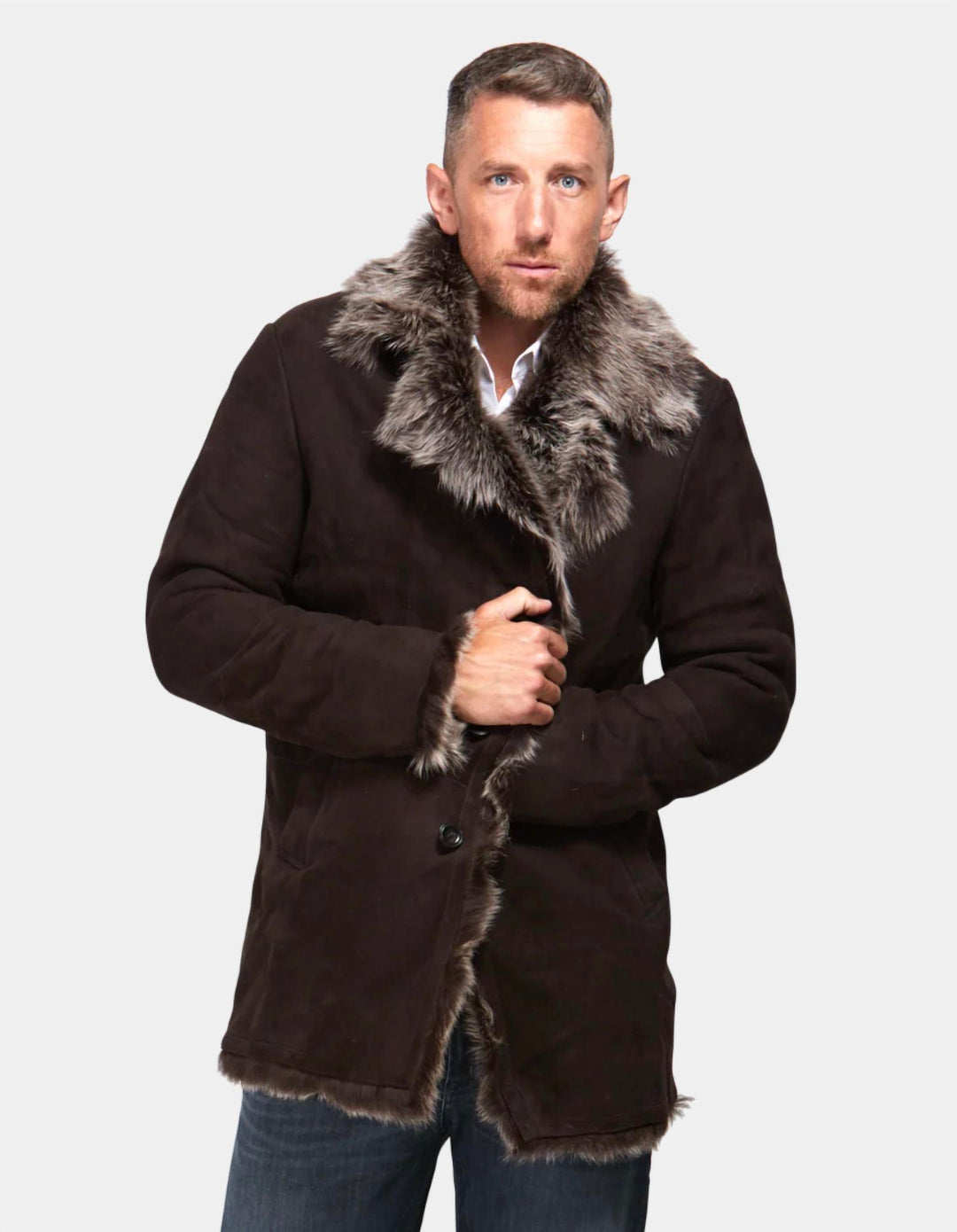 tyre pea coat in chocolate brown