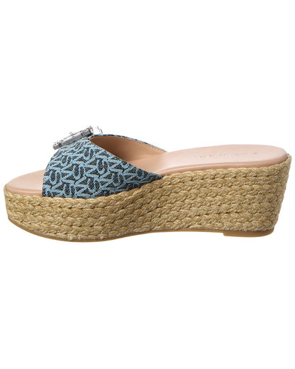 june 75 leather & canvas wedge slide