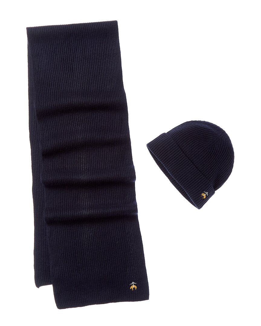 2pc wool & cashmere-blend hat & scarf set