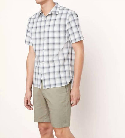 short sleeve atwater plaid sports shirt in celery