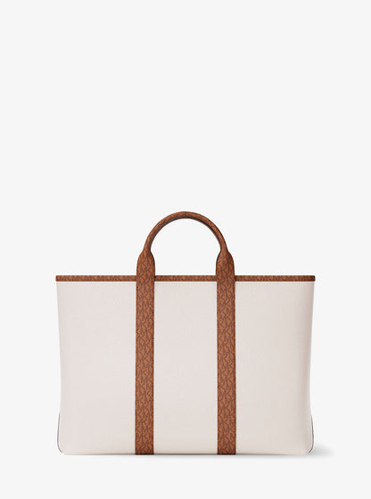 cooper medium pebbled leather and signature logo tote bag