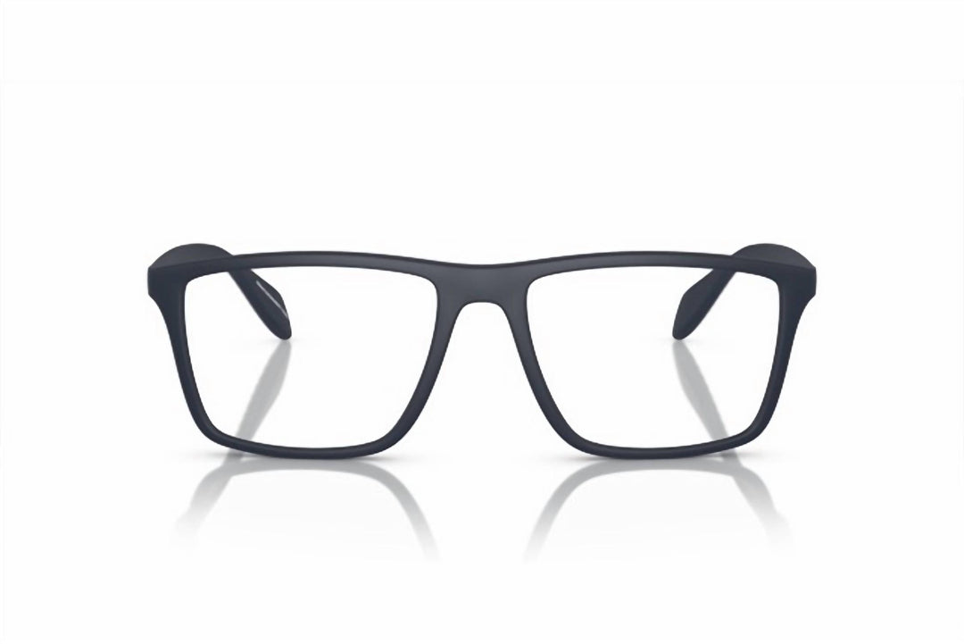 men's rectangle eyeglasses frame in matte blue rubber gray