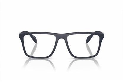 men's rectangle eyeglasses frame in matte blue rubber gray