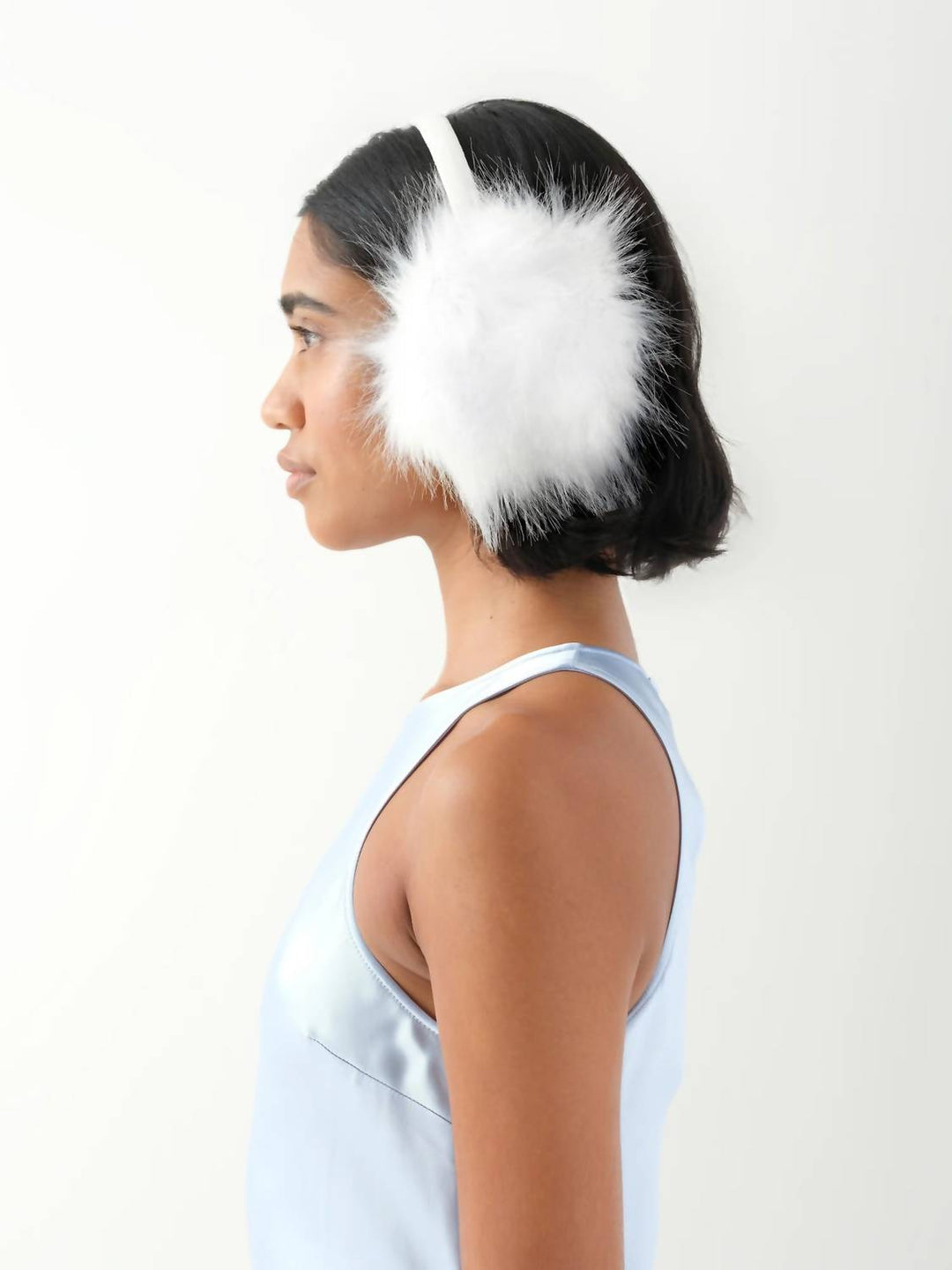 faux fur all earmuffs in swiss white