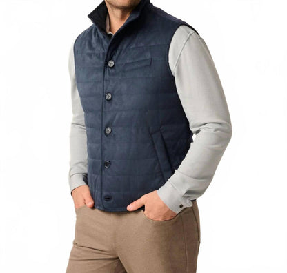 sutter quilted puffer vest in navy