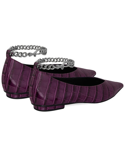 chain ankle leather ballet flat