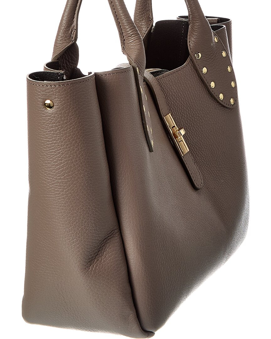 keira27 studded handle leather tote