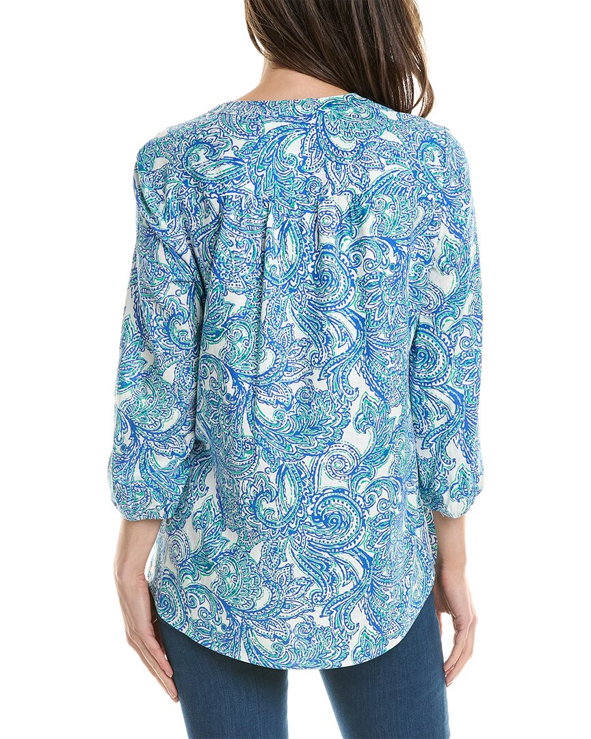 pleat front linen-blend tunic