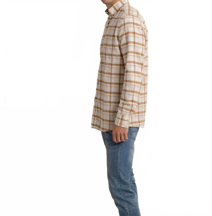 botnay bay plaid sportshirt in sand white