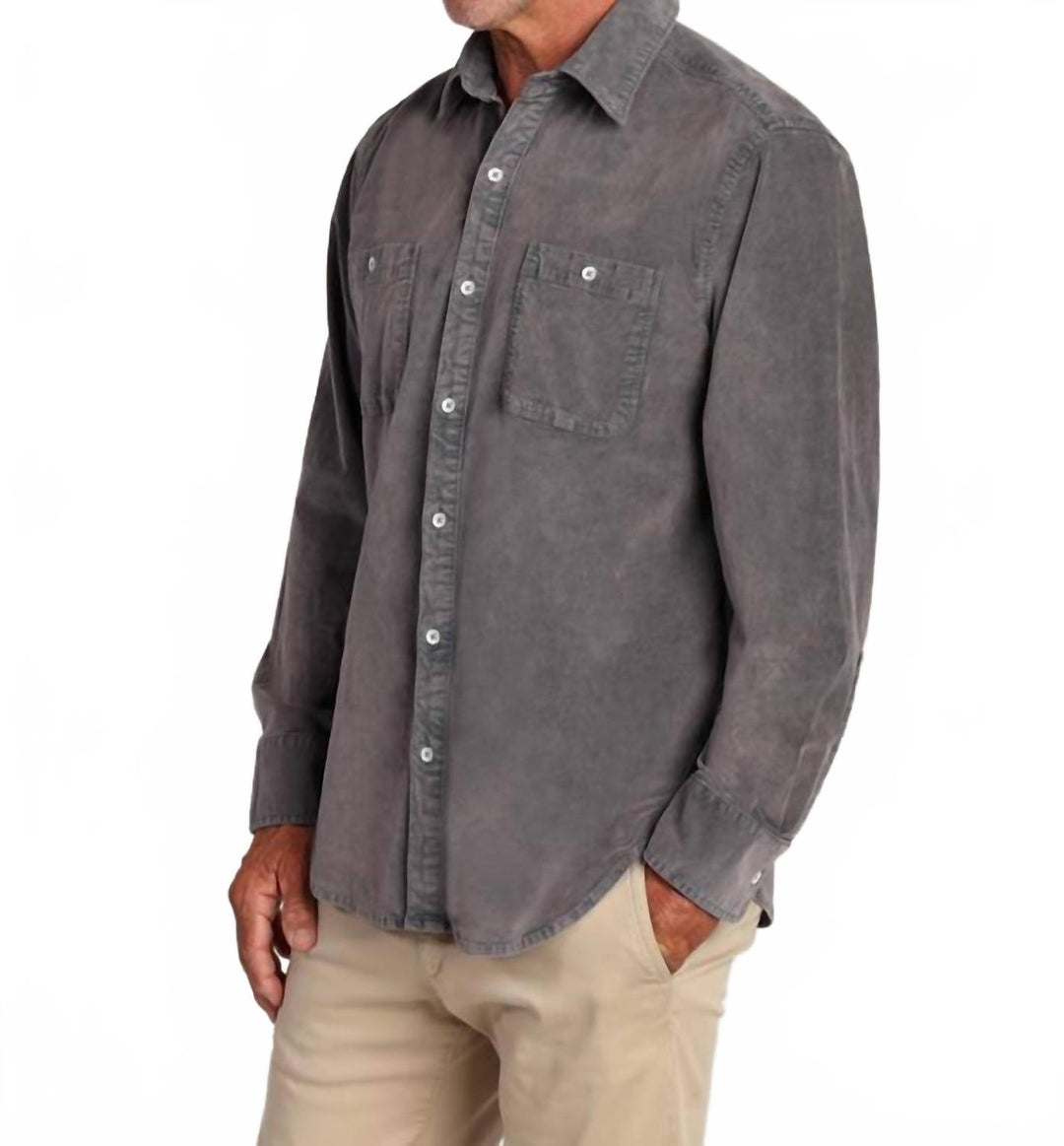 cozy cut cord work shirt in carbon