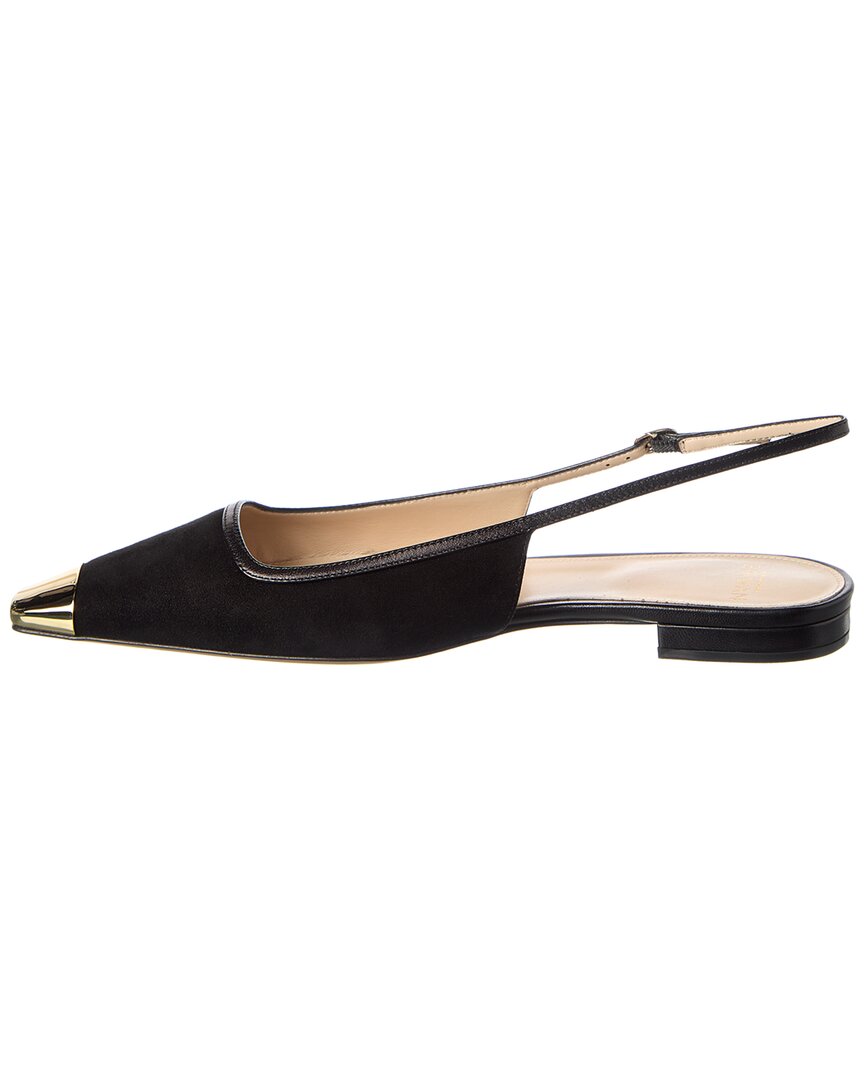 olivia suede & leather slingback flat