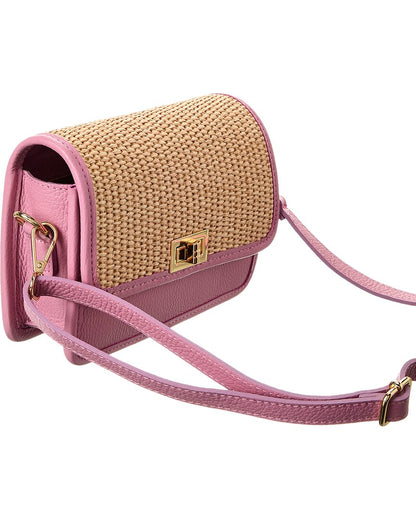 eva straw & leather crossbody