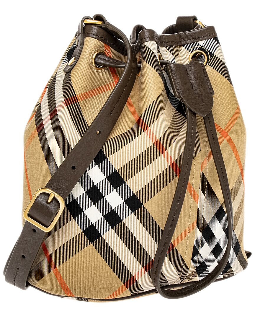 check mini leather bucket bag