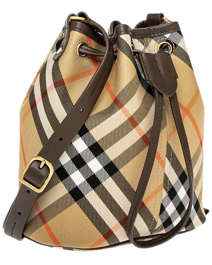 check mini leather bucket bag