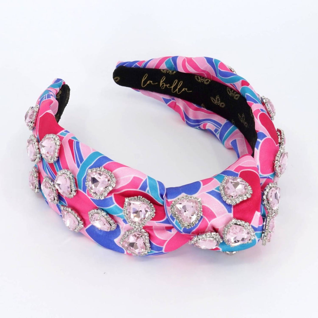 women's vintage hearts jeweled headband in multi