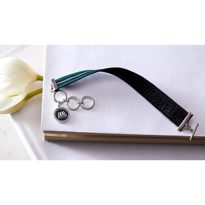 women's ascension bracelet in pink and white ribbon