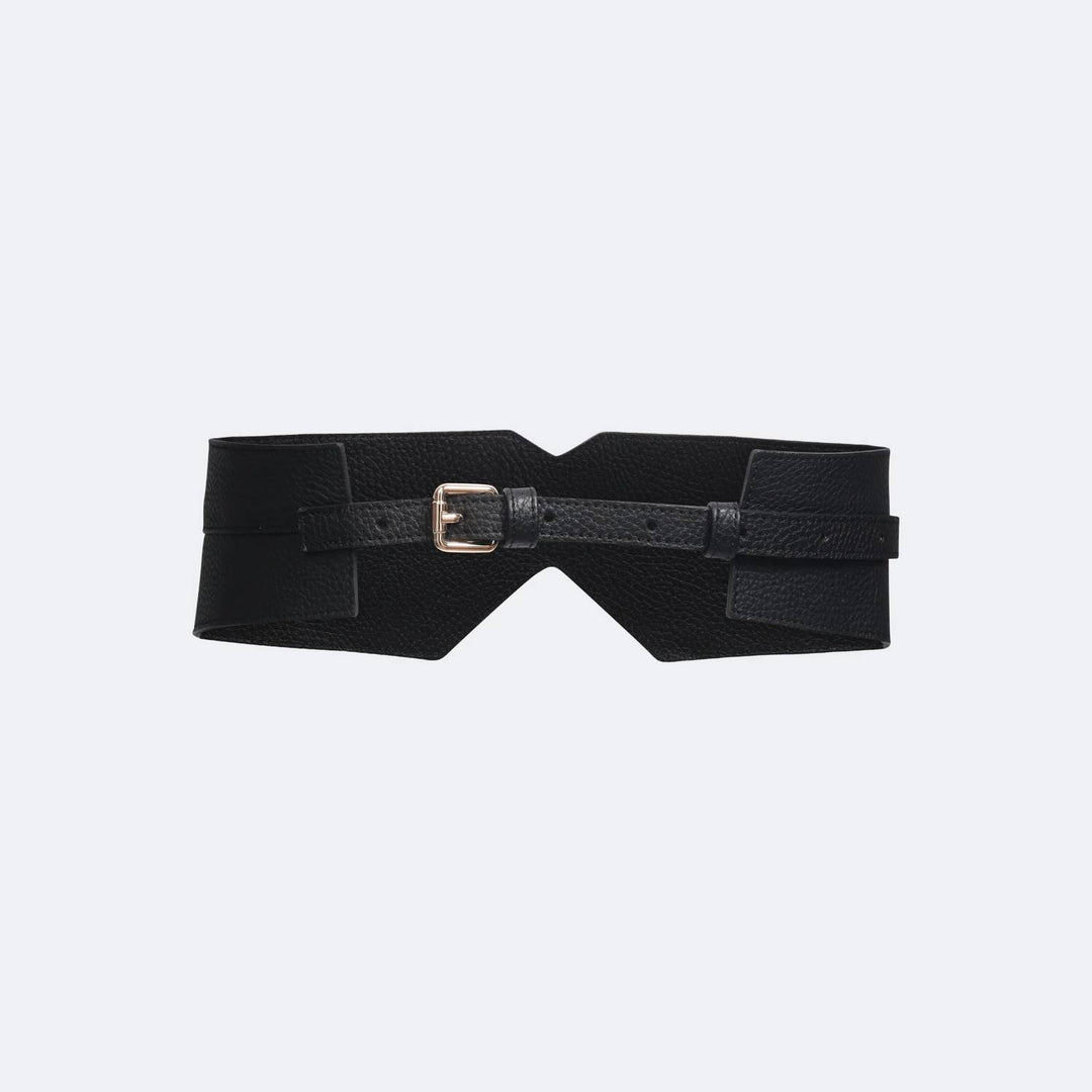 women's chaltén slim leather belt in black