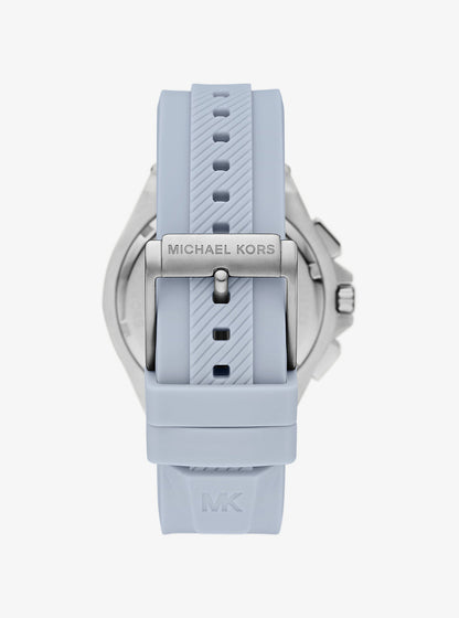 oversized lennox silver-tone and silicone watch