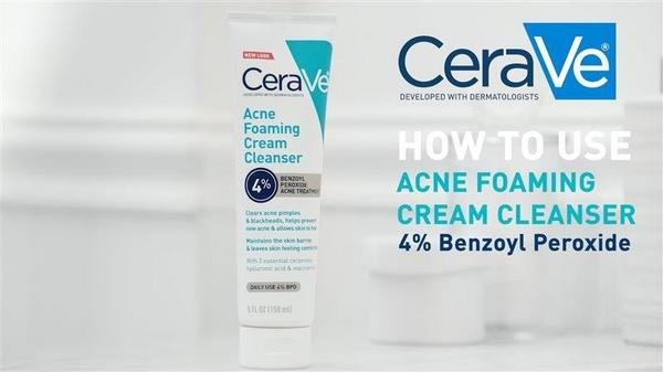 Acne Foaming Cream Cleanser with 4% BPO for Acne Prone Skin