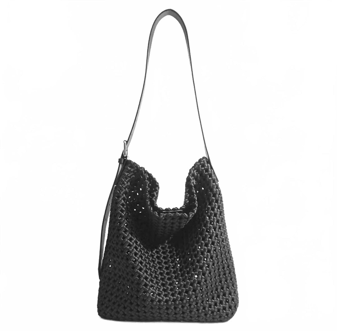 women's osler woven hand-knotted hobo bag in black