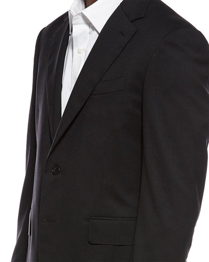 2pc wool-blend suit with flat front pant