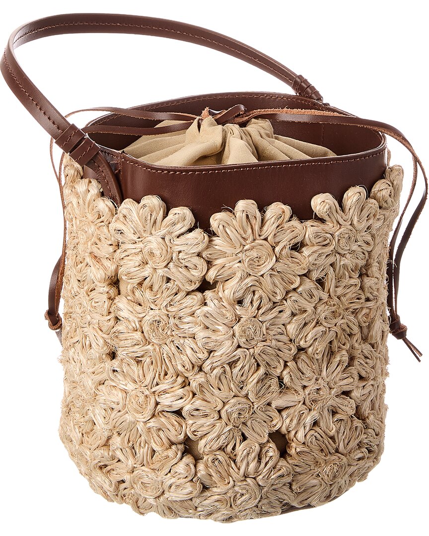 the ravello floral straw bucket bag