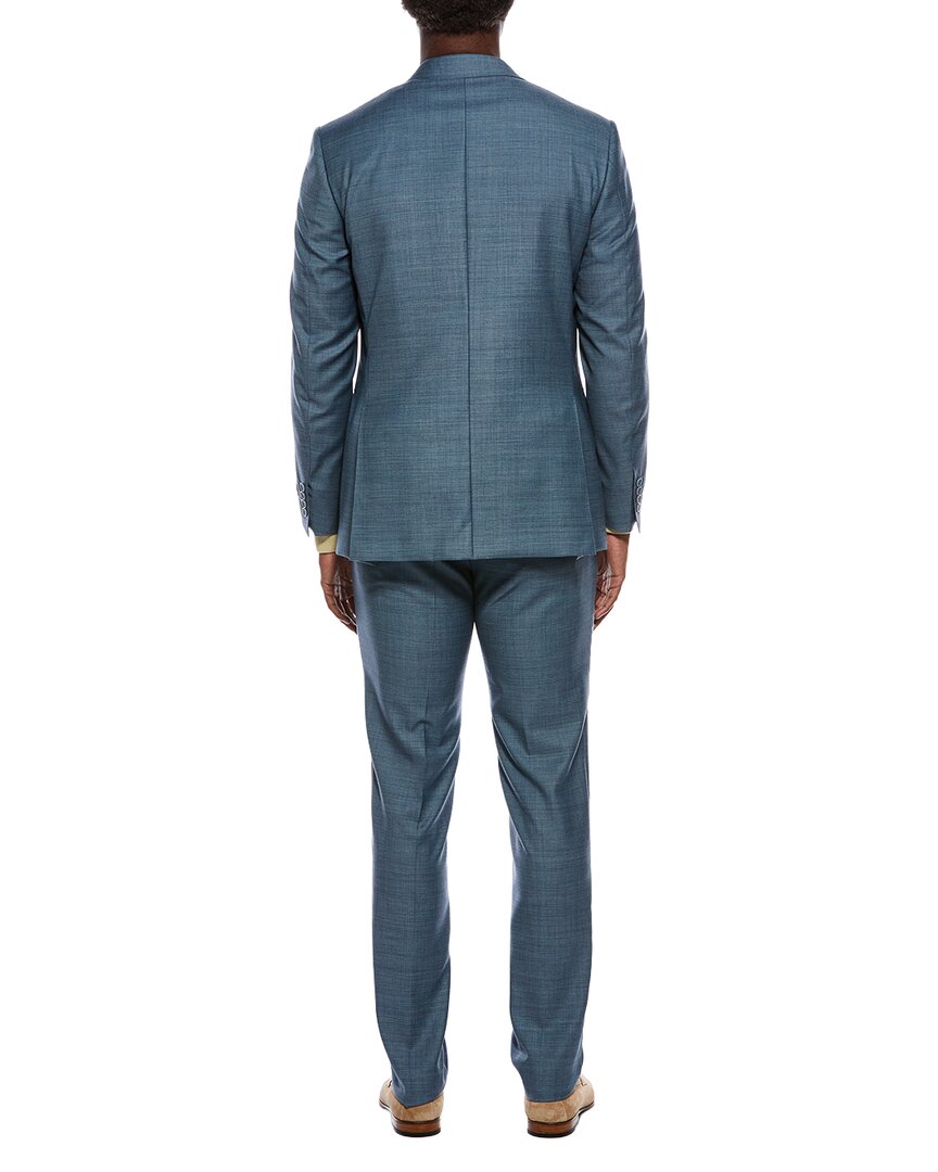 2pc wool suit with flat front pant