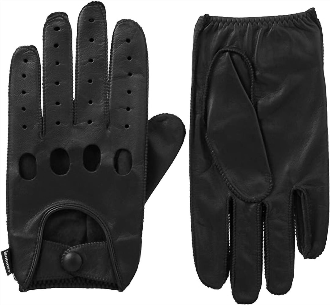 signature men's smooth leather driving gloves in black