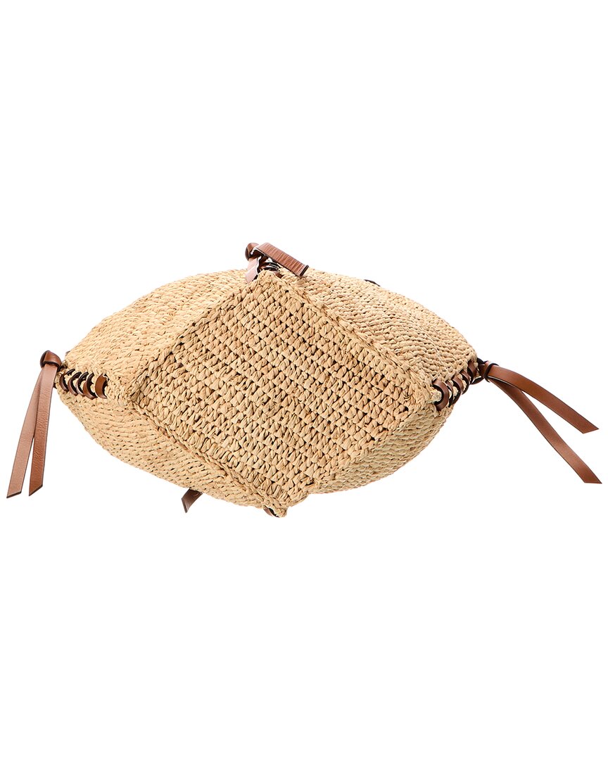 tampa mini raffia & leather hobo bag