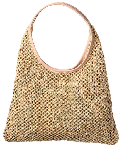nola raffia & leather hobo
