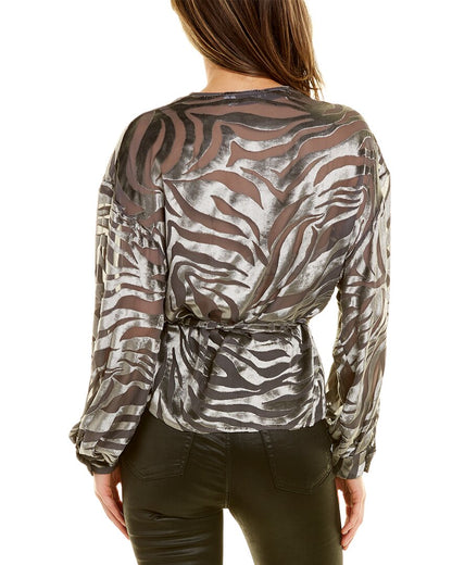 nurat silk-blend wrap top