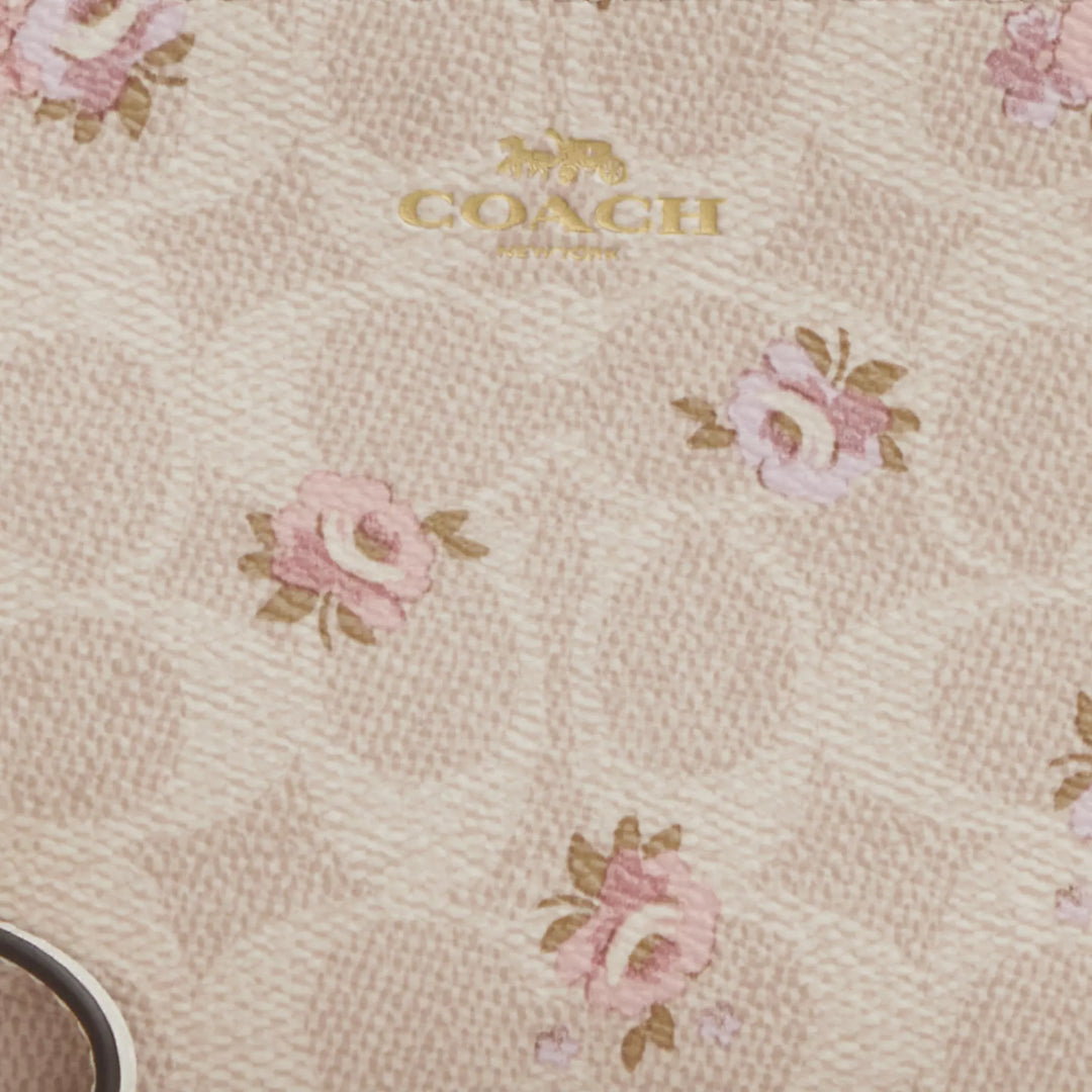 corner zip wristlet in signature canvas with floral print