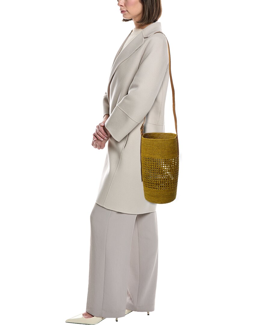 billie small raffia & suede bucket bag