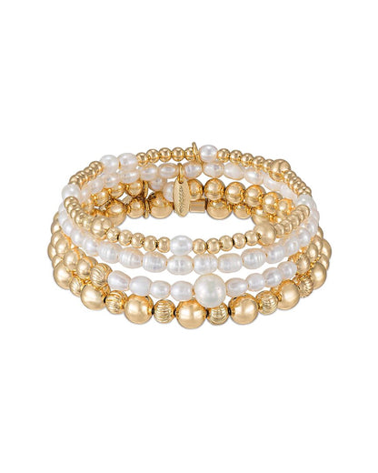 18k plated  4-5mm pearl cuff and bangle set