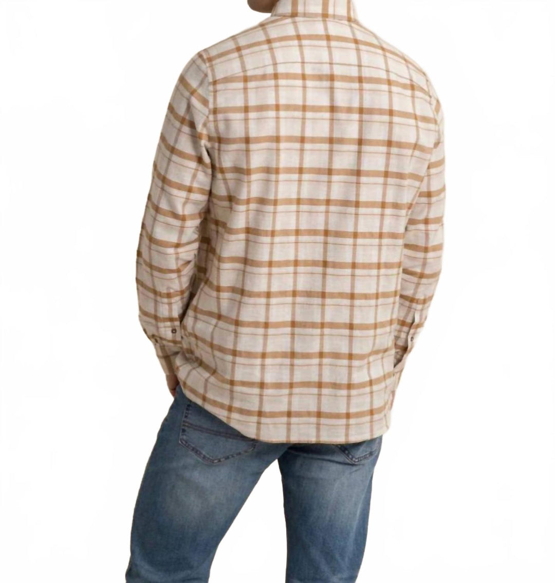 botnay bay plaid sportshirt in sand white