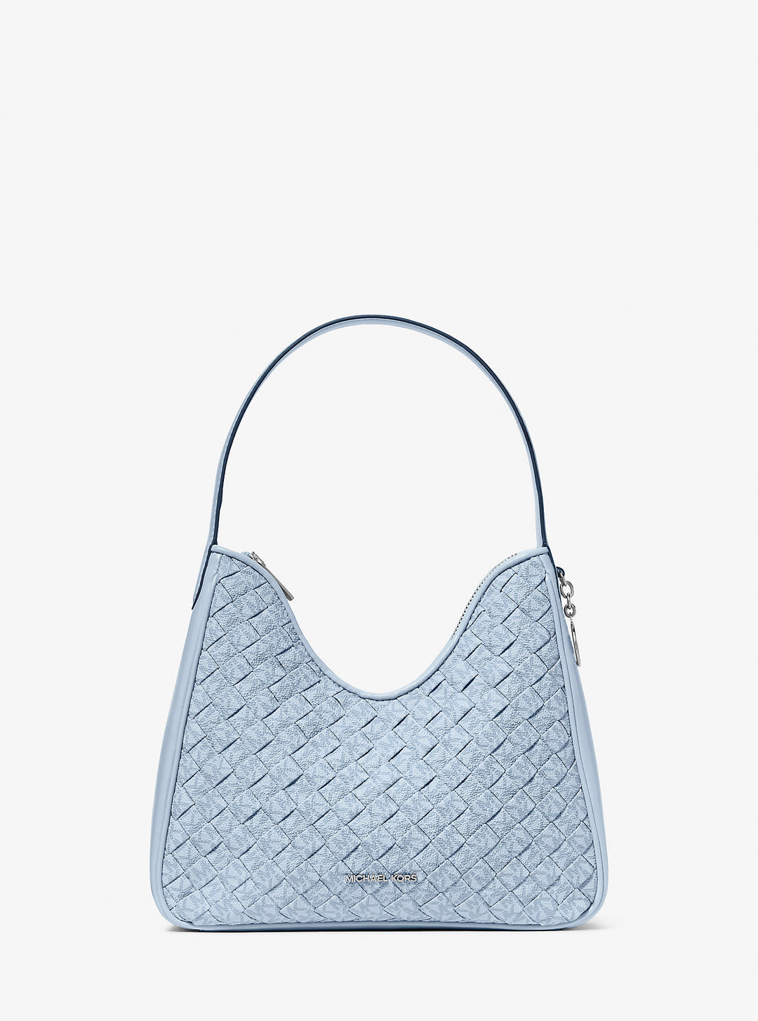 nayla small woven signature logo hobo shoulder bag