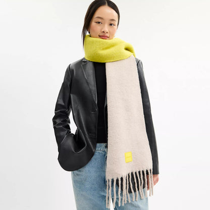 colorblock muffler with rubber patch