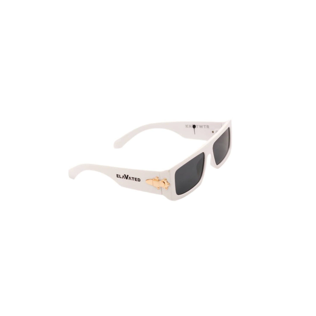 men's elavated sunglasses in white leopard