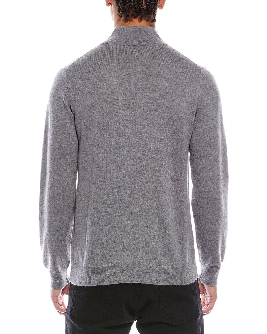 rib detail wool & cashmere-blend 1/4-zip mock neck sweater