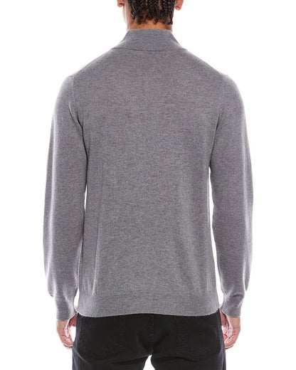 rib detail wool & cashmere-blend 1/4-zip mock neck sweater