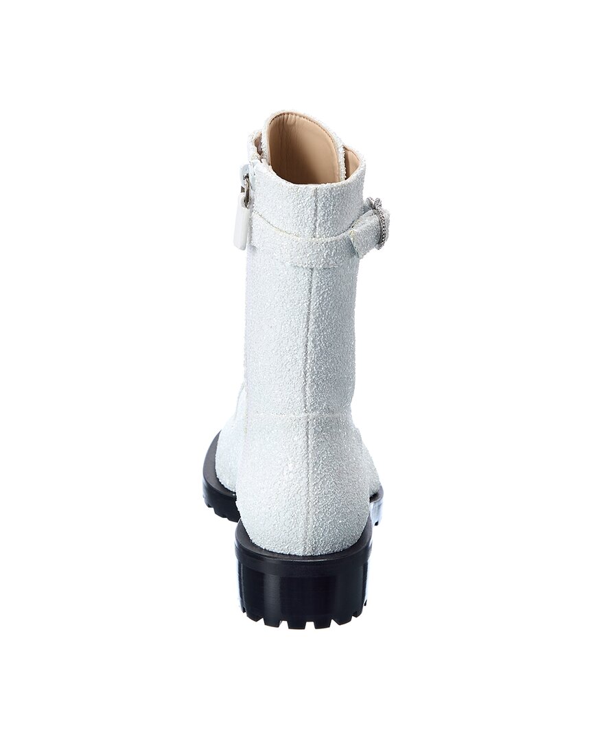 crystal buckle lace-up bootie