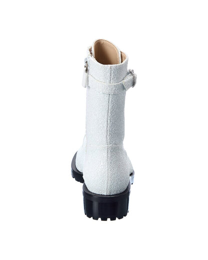 crystal buckle lace-up bootie